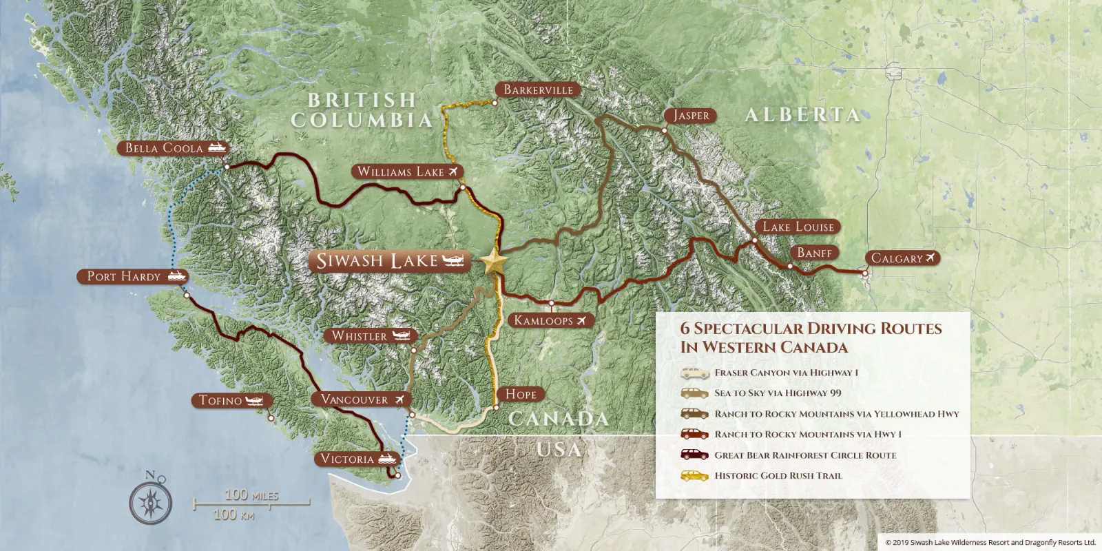 Siwash Lake is located in the south central interior of British Columbia