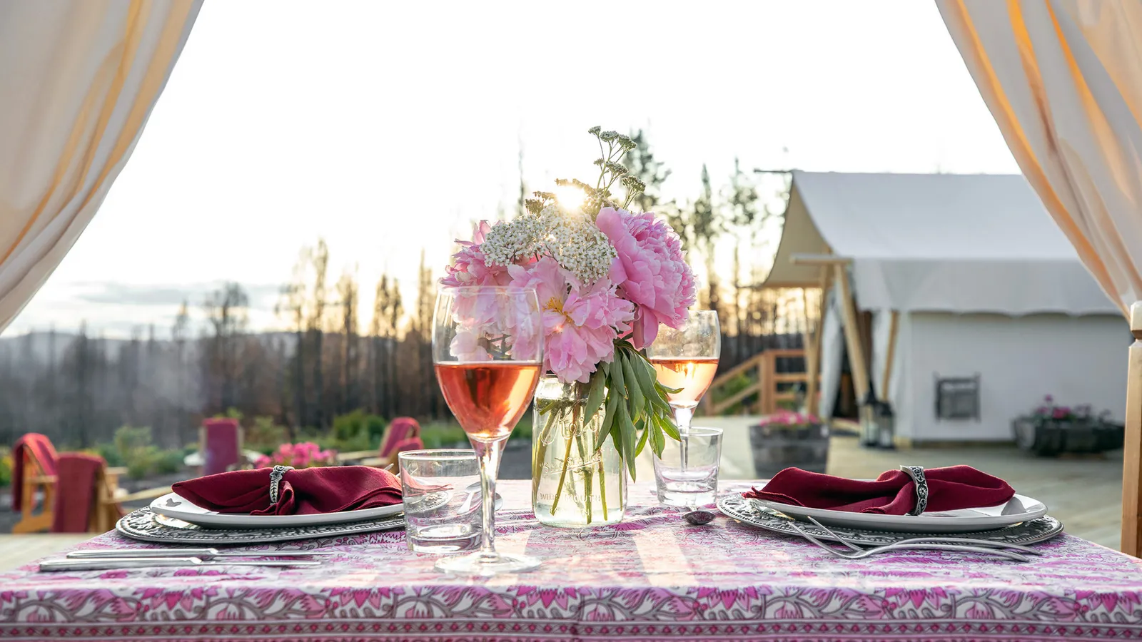 Open air dining at Star Camp atop the Ridge at Siwash Lake