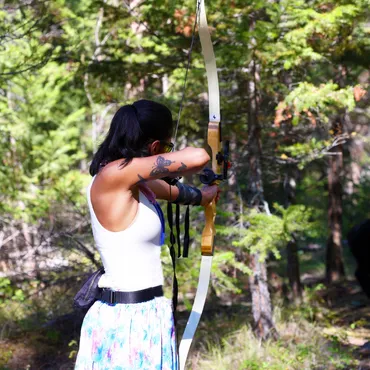 Find your wild with cross terrain archery through an old growth forest at Siwash Lake luxury ranch and boutique wilderness resort