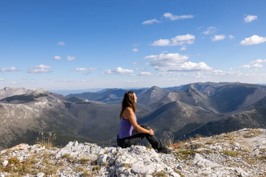 Reflect on a mountain top for wellness in nature
