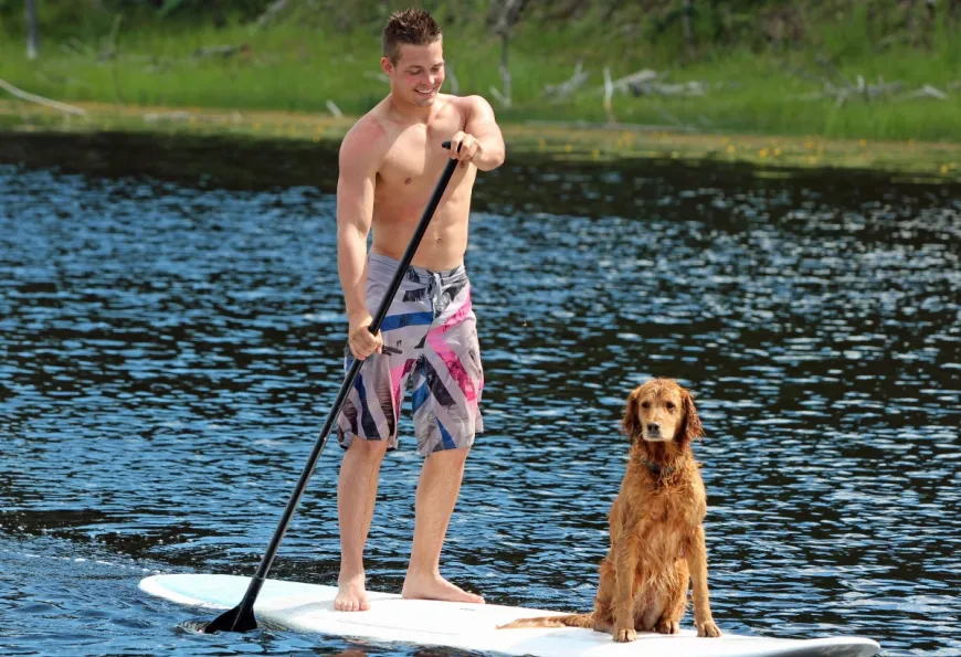 Stand-up paddle boarding on Siwash Lake